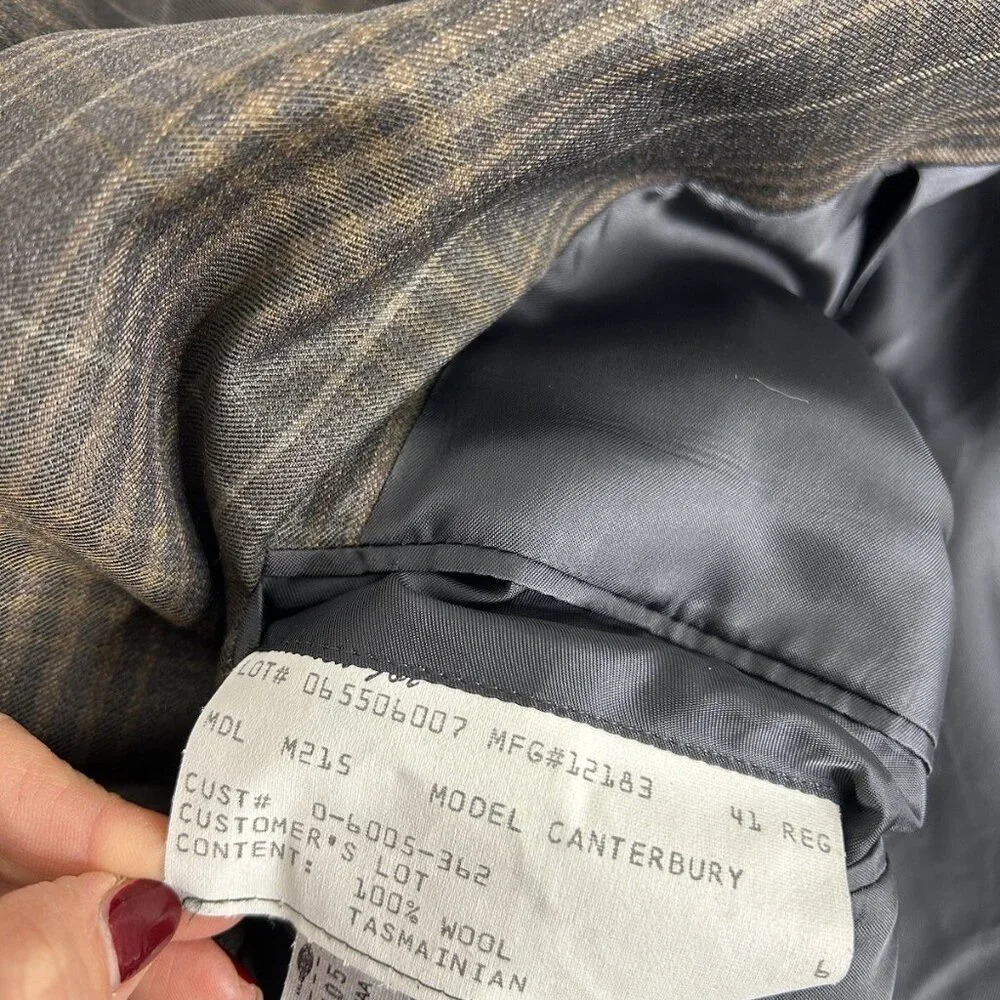 VTG 41 R Loro Piana Tasmanian Wool 120's Plaid Brown Blazer Sports Coat Career